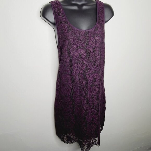 Aritzia Wilfred Grape Lace Scoop Neck Mini Dress - Picture 2 of 7
